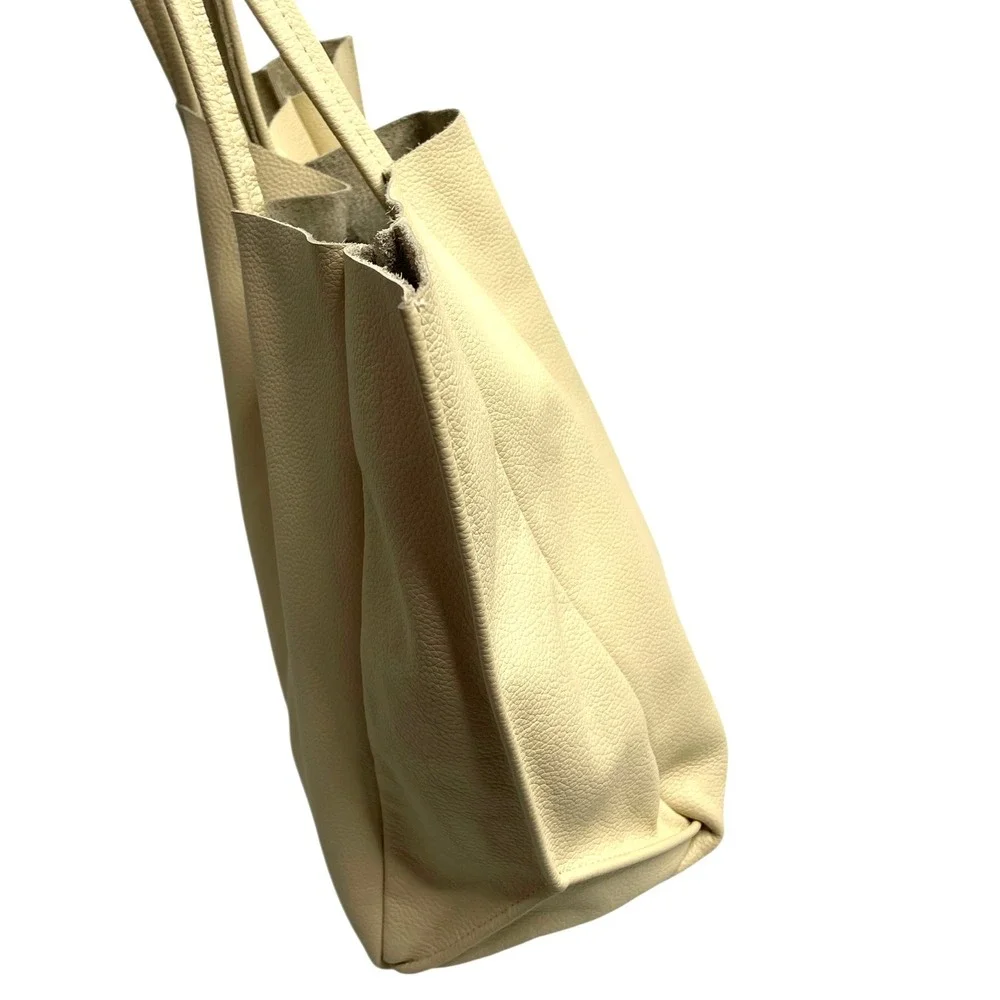 Ampersand as Apostrophe‎ leather Half Tote Bag Buttermilk yellow cream
